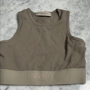 Essentials Cropped Tank Top - Taupe Green